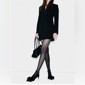 H&M Black Double-Breasted Blazer Dress Sz S Tailored Long Sleeve Office Wear
